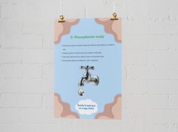 PLAKAT. Podstawowe zasady ochrony środowiska. Główne sposoby dbania o przyrodę (segregacja śmieci, oszczędzanie wody i energii).