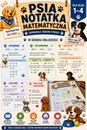 🐶 „Psia notatka matematyczna – dodawanie, odejmowanie, mnożenie i dzielenie | klasy 1–4”