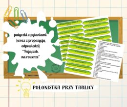 Patyczki z pytaniami + propozycja odpowiedzi "Pajaczek na rowerze"