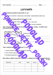 Czasownik / części mowy / sprawdzian / kartkówka / karta pracy / KLUCZ ODPOWIEDZI