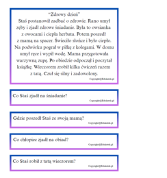 Czytanie ze zrozumieniem-poziom średni