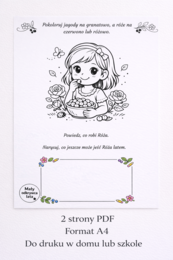 Róża je jagody – czytanie i kolorowanie [Karta pracy]