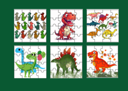 DZIEŃ DINOZAURA – PUZZLE – 26 obrazków – ćwiczenia redakcyjne