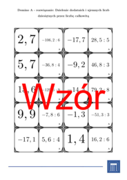 Domino - Dzielenie dodatnich i ujemnych liczb dziesiętnych przez liczbę całkowitą | matematyka