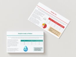 Karty z ekologicznymi danymi statystycznymi. Zestawy danych. Zużycie wody, emisja CO2, powierzchnia lasów w Polsce.