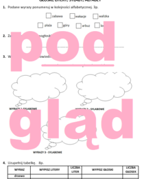 Sprawdzian: głoska, litera, sylaba, alfabet - wersja A i B