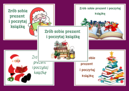 Zrób sobie prezent na BOŻE NARODZENIE - biblioteka – gazetka- wystawka – napis – 10 wersji