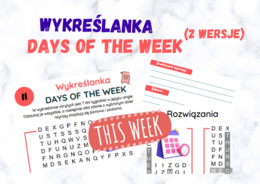 Wykreślanka - days of the week (2 wersje). Dni tygodnia.