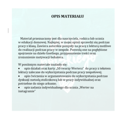 CIERPIENIA MŁODEGO WERTERA-KILKA POMYSŁÓW NA LEKCJE Z DZIEŁEM GOETHEGO