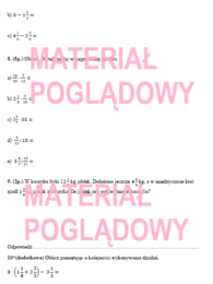 Sprawdzian (karta pracy) klasa 5 ułamki zwykłe
