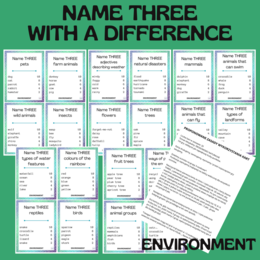 NAME THREE… WITH A DIFFERENCE / ENVIRONMENT
