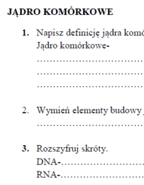 Jądro komórkowe - karta pracy