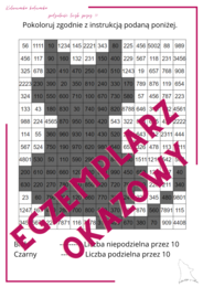 Kolorowanka - kodowanka - podzielność liczb przez 10