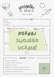 Poznaj swojego ucznia - godzina wychowawcza, tutoring, doradztwo zawodowe, lekcja organizacyjna