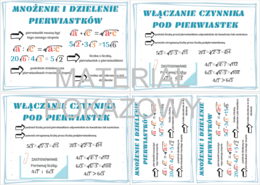 Działania na pierwiastkach - plansza, gazetka, wklejka