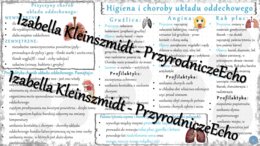 Sketchnotka - notatka „Higiena i choroby układu oddechowego” wykonana w power point do edycji. Biologia 7; „Układ oddechowy”