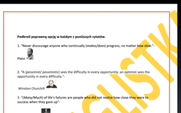 Cytaty znanych osób (z ich podobiznami), w których należy podkreślić właściwą opcję+ KLUCZ