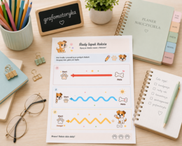 Ślady łapek Reksia – ćwiczenie grafomotoryczne