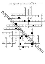 Junior Explorer 4 – Unit 2 – krzyżówki