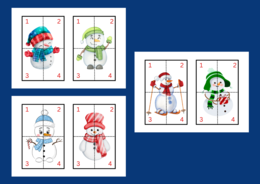 DZIEŃ BAŁWANA – Dzień Bałwanka – ZIMA – puzzle – układanka- układanki – biblioteka – świetlica – przedszkole – 12 wersji