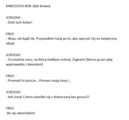 Opowieść Wigilijna- scenariusz przedstawienia