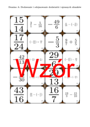 Domino - Dodawanie i odejmowanie dodatnich i ujemnych ułamków | matematyka