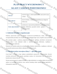 ROCZNY PLAN PRACY WYCHOWAWCY - klasa 5 (DOCX, edytowalny); plan pracy wychowawczej; godziny wychowawcze