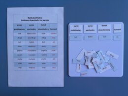 Budowa słowotwórcza wyrazu - dopasowanie - tabela