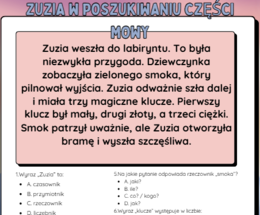 Karty pracy części mowy