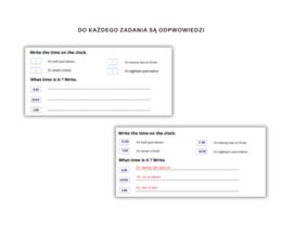 Telling the time worksheet - Podawanie czasu, godziny, język angielski, podwójne karty pracy, pełen zakres minutowy