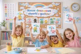 Deszczowe stworki z guzików