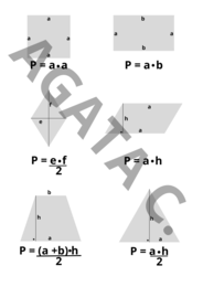 Proste podstawowe wzory pól figur na płaszczyźnie + wklejki