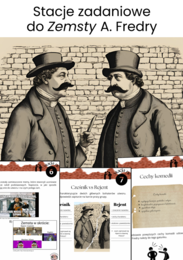 Stacje zadaniowe, Zemsta A. Fredry, 7 stacji z zadaniami