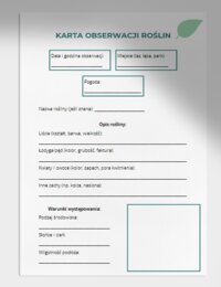 Karty obserwacji w terenie. Obserwacja roślin, ptaków, śladów zwierząt
