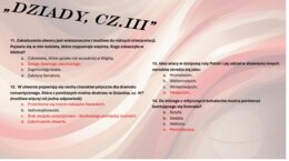 Test wprowadzający z lektury "Dziady, cz. III"