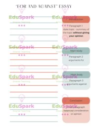 For and against essay - szablon, baza zwrotów