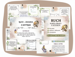 Ruch – karta pracy z szyfrem | Klasa 7 | 16 zadań + rozwiązania