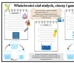 Właściwości ciał stałych, cieczy i gazów (karta pracy dla ucznia i nauczyciela - SP).