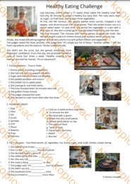 Karta pracy z czytanką Healthy eating challenge B1