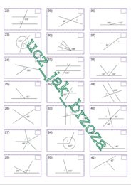 Własności kątów, kąty wierzchołkowe, przyległe, odpowiadające i naprzemianległe, karta pracy, dyktando grafomotoryczne, kodowanie, klasa 5