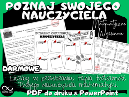 Poznaj swojego nauczyciela. Matematyczne wyzwanie na pierwszy dzień szkoły. Liczby w przebraniu: tajna tożsamość Twojego nauczyciela matematyki.