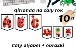 Girlanda na cały rok - Biedronkowe litery oraz obrazki