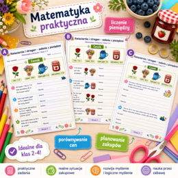 Kwiaciarnia i stragan – zadania z pieniędzmi