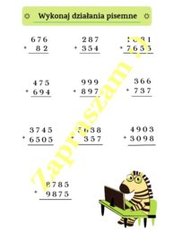 Dodawanie i odejmowanie pisemne - karta pracy