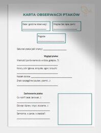 Karty obserwacji w terenie. Obserwacja roślin, ptaków, śladów zwierząt