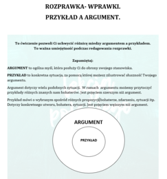 ROZPRAWKA-WPRAWKI. ARGUMENT A PRZYKŁAD.