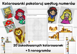 Zakodowane Postacie z Bajek – Kolorowanie według kodu/numerów – ukryte obrazki