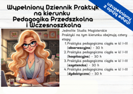Wypełniony Dziennik Praktyk Pedagogicznych –na kierunku Pedagogika przedszkolna i wczesnoszkolna