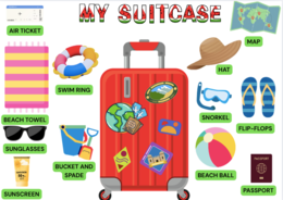 🎒 „My Suitcase – Wakacyjna Przygoda z Angielskim” To nie tylko kolorowa gazetka edukacyjna, ale też pakiet pełen inspiracji do pracy z dziećmi uczącymi się języka angielskiego! W zestawie znajdziesz: ✅ ilustracje z wakacyjnymi przedmiotami ✅ 6 gotowych p