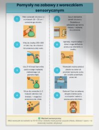 Zabawy sensoryczne: deszczowe woreczki sensoryczne (woda, żel, krople).